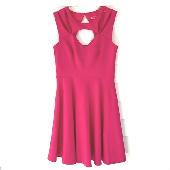 Betsey Johnson Barbie Pink Fit & Flare Pocketed Cutout  Dress 4 - Picture 1 of 6